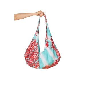 Coral Printed Large Hobo Bag With Adjustable Shoulder Strap